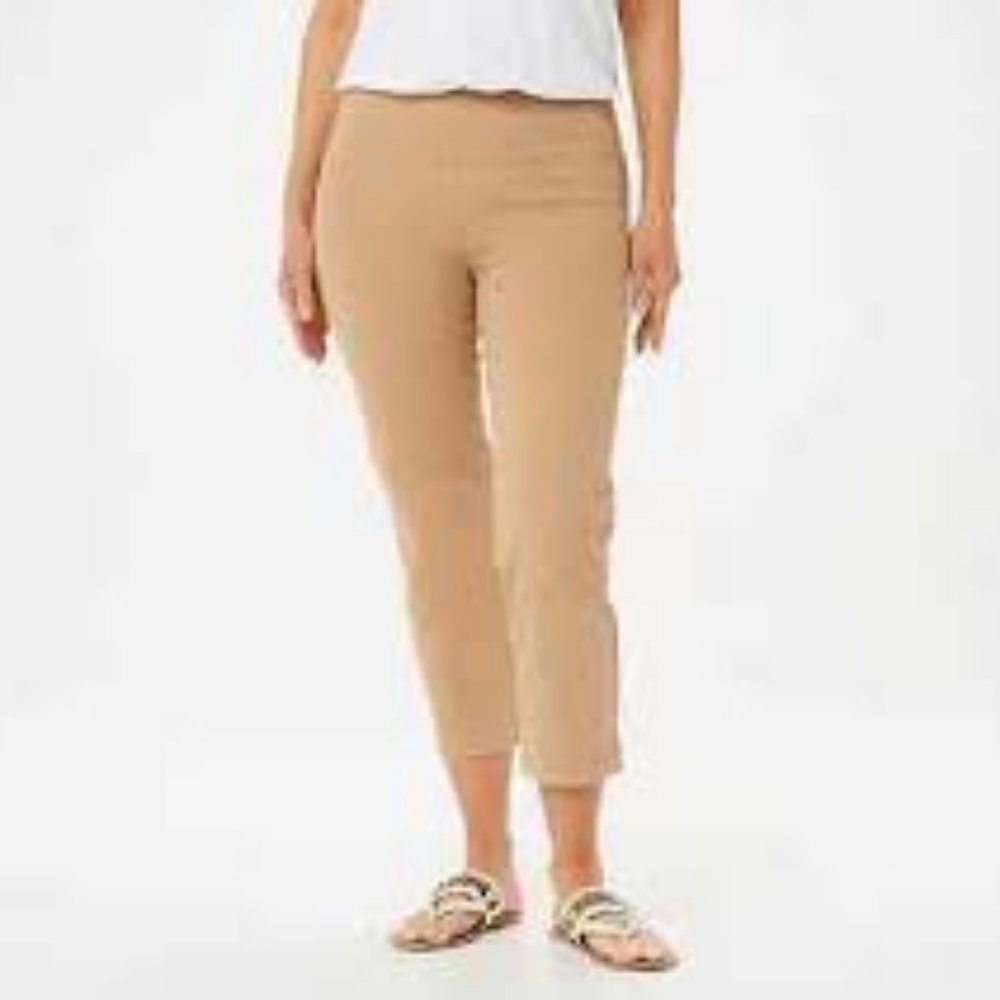 NWT WOMEN WITH CONTROL TUMMY CONTROL‎ STRETCH CROP JEANS KHAKI PXXS